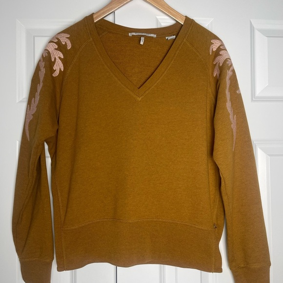 Scotch & Soda | Women’s V Neck Embroidered Sleeve Midnight Safari Pullover Boho - Picture 2 of 9